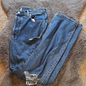 Everlane Straight Leg Distressed Jeans